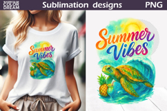 Summer Vibes Turtle Clipart | Tropical Animal Sublimation Product Image 1