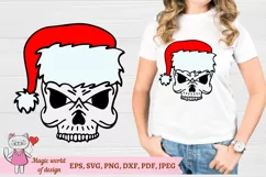 Christmas Skull with Santa hat svg, file for cutting Product Image 2