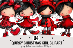 Whimsical Christmas Girl Clipart Watercolor PNG Product Image 1
