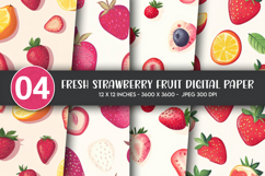 Fresh Strawberry Fruit Digital Paper Product Image 1