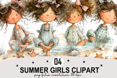 Summer Girls Clipart Watercolor Clipart png Product Image 1