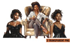 Watercolor Black Women Clipart, PNG Product Image 1