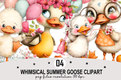 Whimsical Summer Goose Clipart Watercolor PNG Product Image 1