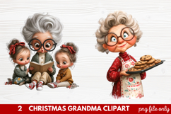 Christmas Grandma Clipart | Cute Holiday Granny PNG Illustra Product Image 1