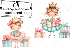 Whimsical Birthday Girl Clipart Watercolor PNG Product Image 1