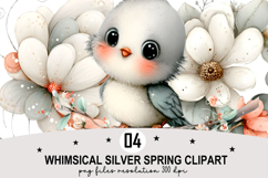 Whimsical Silver Spring Clipart Watercolor PNG Product Image 1