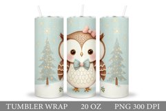 Christmas Owl Tumbler Wrap. Cute Owl Tumbler Sublimation Product Image 1
