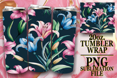 Blissful Dreams 20oz tumbler wrap, Flower Pattern Product Image 1