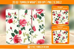 Valentine Rose Tumbler Wrap Designs, Sublimation Wrap Product Image 1