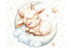 Sleeping Baby Animals PNG, Moon and Stars Nursery Clipart Product Image 4