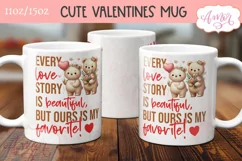 Happy Valentine's day mug wrap PNG, Cute Valentines bear PNG Product Image 2