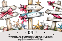 Whimsical Summer Signpost Clipart Watercolor png Product Image 5