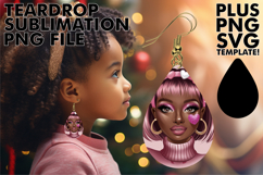 Sweet teardrop EARRINGS Gift PNG, Afro Girl Product Image 1