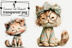 Summer Cat Clipart PNG Watercolor PNG Product Image 1