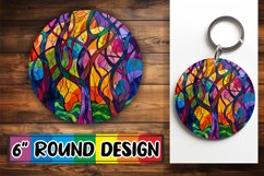 Stunning Tree Stained Glass Wrap PNG Round Design Product Image 1