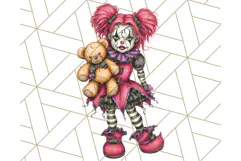 Creepy Clown Halloween PNG Clipart, Spooky Circus Art Product Image 4