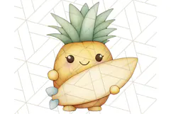 Cute Pineapple Character Clipart, Summer Tropical Fruit PNG Product Image 4