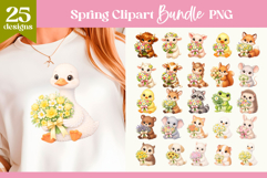 Spring Floral Sublimation | Cute Animals Clipart Bundle Product Image 1