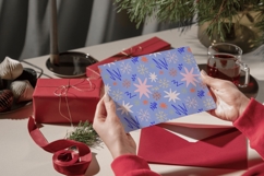 Blue whimsical hand drawn Christmas pattern with snowflakes Product Image 2