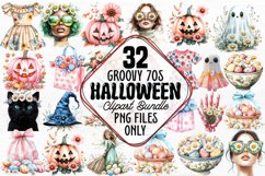 Groovy 70s Halloween Clipart Bundle PNG Product Image 1