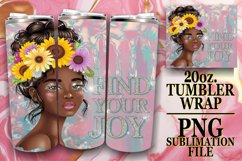 Blissful moments 20oz tumbler wrap, Afro Woman Product Image 1