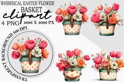 Whimsical Easter Flower Basket Clipart Product Image 1