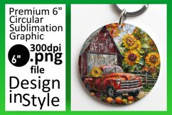 Americana Truck Sublimation Round Design PNG Print Product Image 1