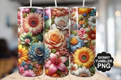 Beautiful Mixed Colorful Flowers - Tumbler PNG Design Product Image 1