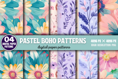 Pastel Boho Digital Paper Patterns Bundle PNG Product Image 2