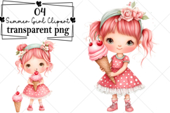 Whimsical Summer Girl Clipart Watercolor PNG Product Image 1