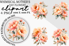 Whimsical Mother's Day Flowers Clipart Watercolor png Product Image 1