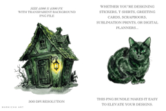 Watercolor Secret Witch Cottage Clipart Product Image 2
