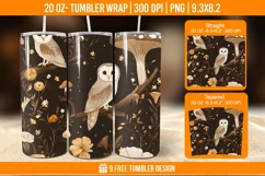 Cute Owl Seemless Tumbler Wrap Designs, Sublimation Wrap Product Image 1