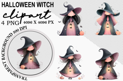 Witch Pumpkin Autumn Girl Clipart Watercolor PNG Product Image 1