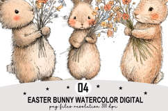 Easter Bunny Watercolor Clipart png Product Image 1