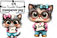 Whimsical Love Friends Clipart Watercolor PNG Product Image 1
