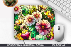 Flower Mouse Pad Sublimation, Spring Flower Mouse Pad PNG Product Image 1