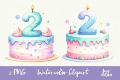 2 Second Birthday Cake with Number 2 PNG Clipart Product Image 1