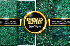 Emerald Glitter Digital Papers - 04 variations Product Image 1