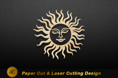 Wooden sun face with wavy rays image Laser Cut Product Image 1