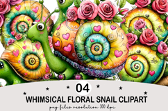 Whimsical Floral Snail Clipart Watercolor png Product Image 4