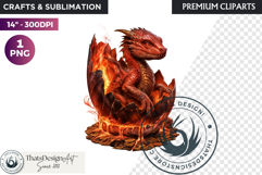 Cute Baby Dragon in a egg Clipart, dragon egg, Fantasy PNG Product Image 1