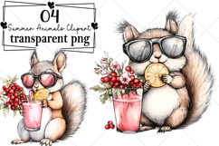 Whimsical Summer Animals Clipart Watercolor PNG Product Image 1