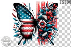4Th Of July Flora Butterfly - Sublimation 4th of July PNG Product Image 1