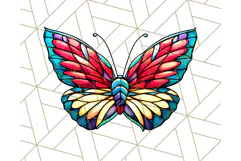 Stained Glass Hearts and Butterflies Clipart PNG Product Image 4