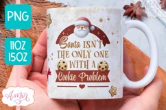 Christmas Cookies mug wrap PNG, Santa's cookie problem mug Product Image 1