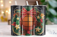 Merry Basketball Tumbler Wrap | Christmas Wrap Product Image 1