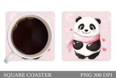 Cute Panda Coaster Sublimation. Valentines Coaster Design Product Image 1
