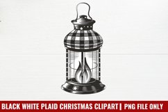 Black White Plaid Christmas clipart PNG Product Image 1