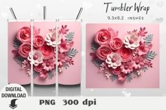 Valentine Tumbler Wrap, Flowers 3D Sublimation, Flowers Tumb Product Image 1